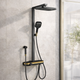 Душова стійка з тропічним душем Shower Set YLN16090L та змішувачем для ванної кімнати AND, чорний з золотистим - зображення 1