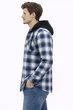 Чоловіча тепла сорочка в клітинку з капюшоном на пуговицях, повсякденна XL біло-блакитна - зображення 4
