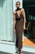 Довга сукня в горох з хусткою Zara 3067/232 M Коричнева (03067232700М) - изображение 1