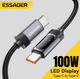 Кабель data Essager TypeC - TypeC 100W чорний - 1 метр з диспеєм. для смартфона Самсунг, Айфон, павербанка та ноутбука, макбука. Швидка зарядка (MI Turbo Charge) - зображення 1