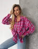 Рубашка в клетку женская One size Малиновая (L49829) - изображение 3