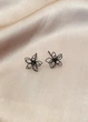 Сережки гвоздики жіночі квіточки подвійні Fashion Jewelry Темно-сірі 18907 - зображення 4