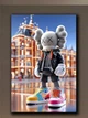Поп-арт картина на полотні - KAWS у вогнях міста декор для офісу та кабінету - 100х150 см - изображение 1