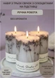 Набір свічок ручної роботи декоративні свічки в наборі з 3 шт на підставці з гілочками лаванди без аромата - зображення 1