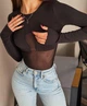 Боди из микродайвинга и сетки 42-44 черный - изображение 5