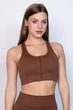 Женский спортивный топ на молнии Giulia Flex top "Zip-Up Active" 336 S Brown-coffee, маломерная модель, топ в рубчик из микрофибры, для тренировок, для фитнеса - изображение 2