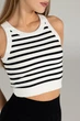 Женский бесшовный кроп-топ в полоску Giulia Flex top "Strip" BX07 L Multicolor-white/black, кроп топ в рубчик, из микрофибры, повседневный топ, для спорта - изображение 4