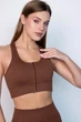 Женский спортивный топ на молнии Giulia Flex top "Zip-Up Active" 336 S Brown-coffee, маломерная модель, топ в рубчик из микрофибры, для тренировок, для фитнеса - изображение 5