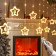 LED штора гирлянда с игрушкой звезды 8 режимов работы теплый свет 3×0.8 м (AA0232) - изображение 2