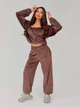Жіночий велюровий костюм (топ+кофта+штани) Uaclothes 42-44 Коричневий (like36886-173131349) - зображення 1