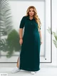 Женское длинное платье поло батал зеленое бутылка спортивного стиля макси с рукавом 50-52 - изображение 1