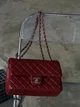 Сумка женская клатч через плечо Classic Double Flap Bag PREMIUM красный серебро - изображение 3