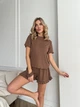 Жіночий домашній костюм з рюшами (футболка+шорти) Uaclothes 50-52 Капучино (like36903-173301358) - изображение 4