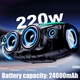Портативна бездротова Bluetooth HOPESTAR H90 з мікрофоном 220W, 24000mAh Чорна - зображення 2