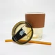 Стеклянный стакан для кофе Amber 400 мл со вставкой из кожи и трубочкой, золото - изображение 4