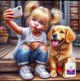 Алмазна мозаїка на підрамнику ColorArt 40x40 Дівчинка з собачкою + голограмні алмазики FSP1408 + Подарунок лак для покриття - зображення 1