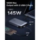 Батарея универсальная Ugreen 20000mAh 145W with Built-in Cable (PB551 55992B) - изображение 4
