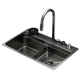 Мийка Zerix ZH7548-SET-03 Nano-Black з вбудованим змішувачем із неірж. сталі (ZM5577) - зображення 1