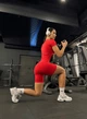 Спортивный женский костюм Hot с двойным пуш-ап и эффектом моделирования фигуры (кроп-топ футболка + удлиненные шорты) XS-S Красный (MS150000S) - изображение 2