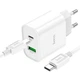 Мережевий зарядний пристрій з кабелем HOCO C80A Plus Rapido PD20W+QC3. 0 charger set(Type-C to Type-C) білий - изображение 3