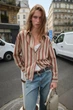 Смугаста сорочка з хлястиком на спині Zara 8795/152 S Бежева/Бордова (08795152330S) - зображення 2