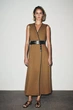 Лляна сукня-міді з поясом Zara 8651/379 S Коричнева (08651379745S) - зображення 1