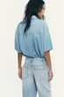Вкорочена денімова сорочка trf Zara 0250/261 L Блакитна (00250261406L) - изображение 5