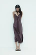 Легка сукня міді з вирізом з рюшами Zara 2180/21 XS Фіолетова (0 2180210611XS) - зображення 2