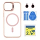 Чохол Premium TPU+PC+Metal Stand Case with MagSafe and Camera Lenses для iPhone 15 Pink - изображение 1
