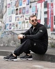 Костюм Stone Island чорний PA5073, стрейч котон, на блискавці, чоловічий спортивний комплект S - зображення 3