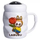 Чашка порцелянова з кришкою Labubu 400 (мл) подарункова кружка прикольна чашка для дітей на подарунок Білий з жовтим FM-54D - зображення 4