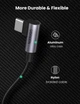 USB-C кабель USB-C Ugreen US335 100 Вт, кут 90 градусів, для iPhone 17/17 Air/17 Pro/17 Pro Max/16, MacBook Pro 2022, iPad Pro 2022, Samsung Galaxy S25/S24/Z Fold, Google Pixel, Switch, 1м Black (70696) - зображення 9