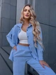 Жіночий прогулянковий велюровий костюм (сорочка+штани) Uaclothes 48-50 Блакитний (like36921-173481371) - изображение 4
