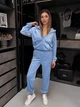 Жіночий велюровий костюм кофта+штани+топ блакитного кольру 36940 46/48 - зображення 3