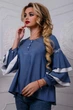 Жіноча блуза оверсайз з воланами та вишивкою Seventeen M Синій (2000000099149) - изображение 1