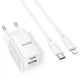 Мережевий зарядний пристрій Hoco C147A Type-C Lightning PD20W QC3.0 швидка зарядка Білий - зображення 1
