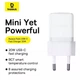 Сетевое зарядное устройство 20W Baseus Palm Type-C Fast Charger быстрая зарядка PD/QC + кабель Type-C to Type-C 60W (20V/3A) 1m P10111602213-01 Moon White - изображение 3