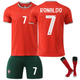 Комплект футбольная форма детская Ronaldo (Роналдо) 7 с гетрами (размер 34-38) Сборная Португалии сезон 2026 26 размер рост 140-145 см красная с зеленым - изображение 1