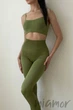 Леггинсы бесшовные в рубчик с пуш-ап эффектом GIULIA Leggings RIB Push Up OLIVE BRANCH S/M Оливковые - изображение 1