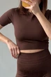 Топ безшовний з короткими рукавами Giulia Crop T-Shirt ROCKY ROAD S/M Темний коричневий - зображення 3