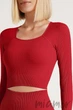 Топ-лонгслів в рубчик з довгим рукавом Giulia CROP TOP RIB WINERY One Size Бордовий - зображення 2