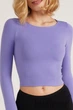 Tоп-лонгслив бесшовный с длинным рукавом Giulia Crop Top VERI PERI S/M Фиолетовый - изображение 3