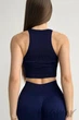 Топ бесшовный в рубчик GIULIA Halter Top Rib RHODONITE L/XL Темно-синій - изображение 2