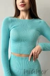 Кроп-топ в рубчик с длинными рукавами INSECRET CROP TOP RIBBED WATERSPOUT L/XL Мятный - изображение 5