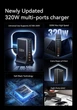 Сетевое зарядное устройство Essager 320W GaN USB Type-C PD QC 4×USB-C 4×USB-A быстрая зарядка для ноутбука телефона Black - изображение 5