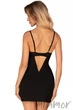 Комбинация сатиновая с кружевным лифом Obsessive Rosenty chemise XS/S Черно-розовая - изображение 2