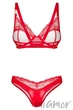 Комплект білизни латексний Obsessive Aliosa set S/M Червоний - зображення 5