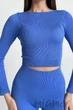 Кроп-топ в рубчик с длинными рукавами INSECRET CROP TOP RIBBED AMPARO BLUE L/XL Синий - изображение 2