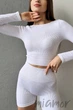 Кроп-топ в рубчик с длинными рукавами INSECRET CROP TOP RIBBED WHITE L/XL Белый - изображение 3