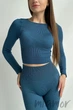 Кроп-топ в рубчик с длинными рукавами INSECRET CROP TOP RIBBED MIDHIGHT S/M Темно-синій - изображение 2